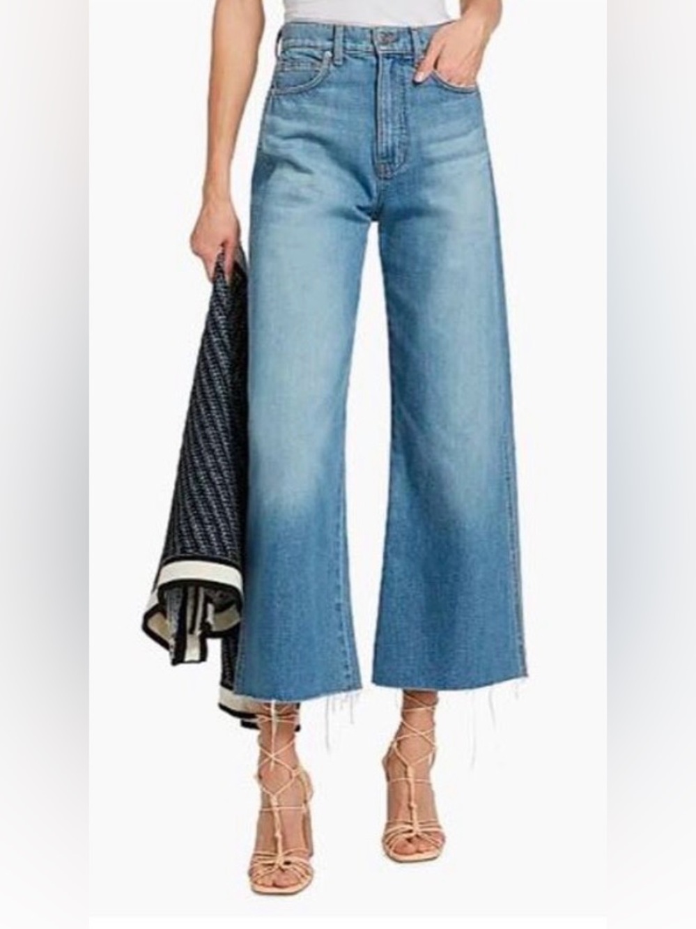 NWT [Veronica Beard] Taylor Cropped High-Rise Wide-Leg Denim Jeans Women’s 30 - Picture 3 of 13